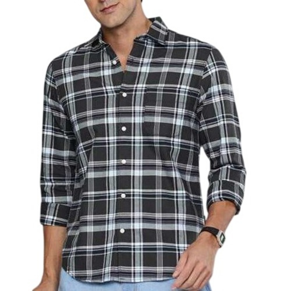 Eddie Bauer Men's S Grey Plaid Classic Fit Flannel Shirt Cotton